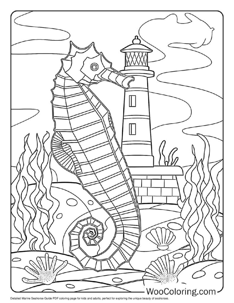 100  Seahorse coloring pages  Free PDF To Print  - 8