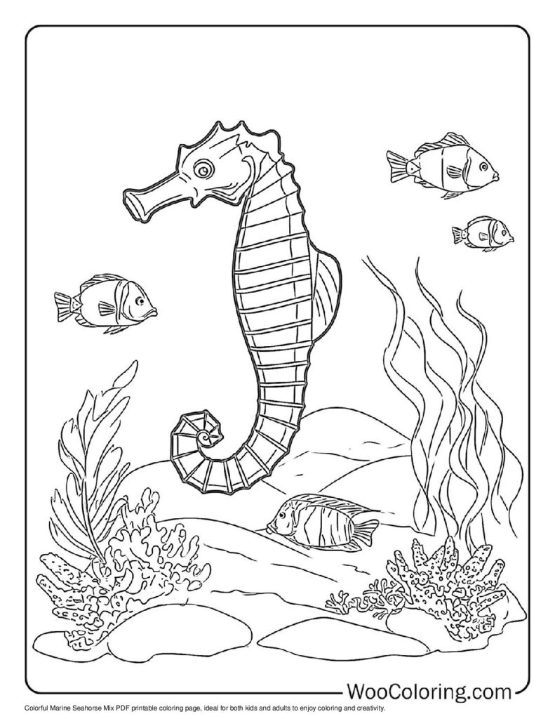100  Seahorse coloring pages  Free PDF To Print  - 52