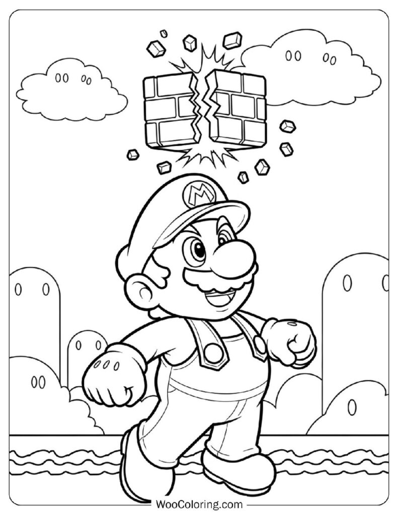 Mario Breaking a Brick Block with His Head