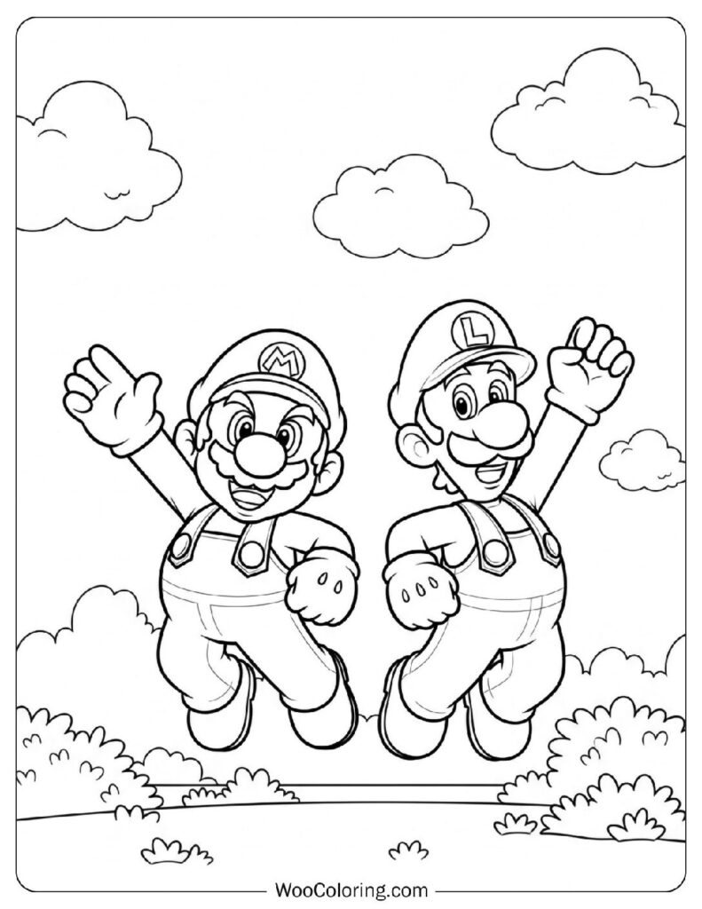 Mario Jumping Together with Luigi in Super Mario Bros