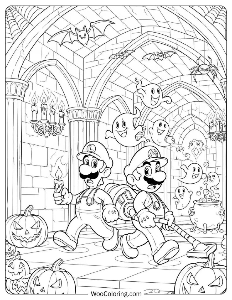 Mario & Luigi’s Halloween coloring page