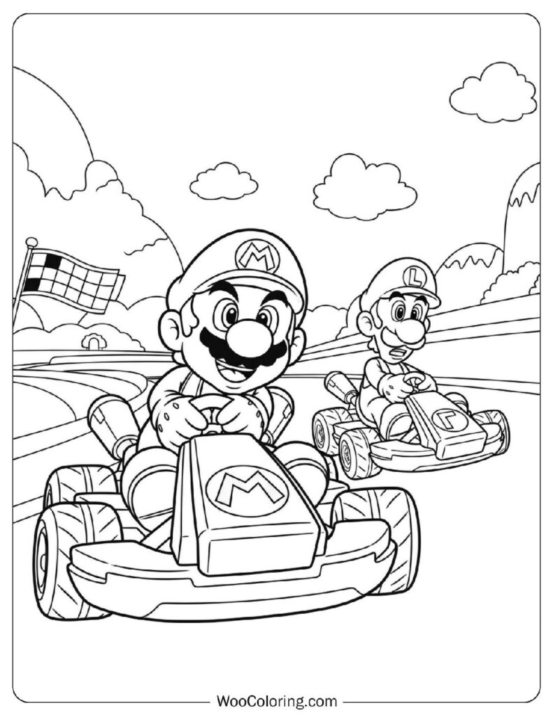 Mario Racing Against Luigi in Mario Kart