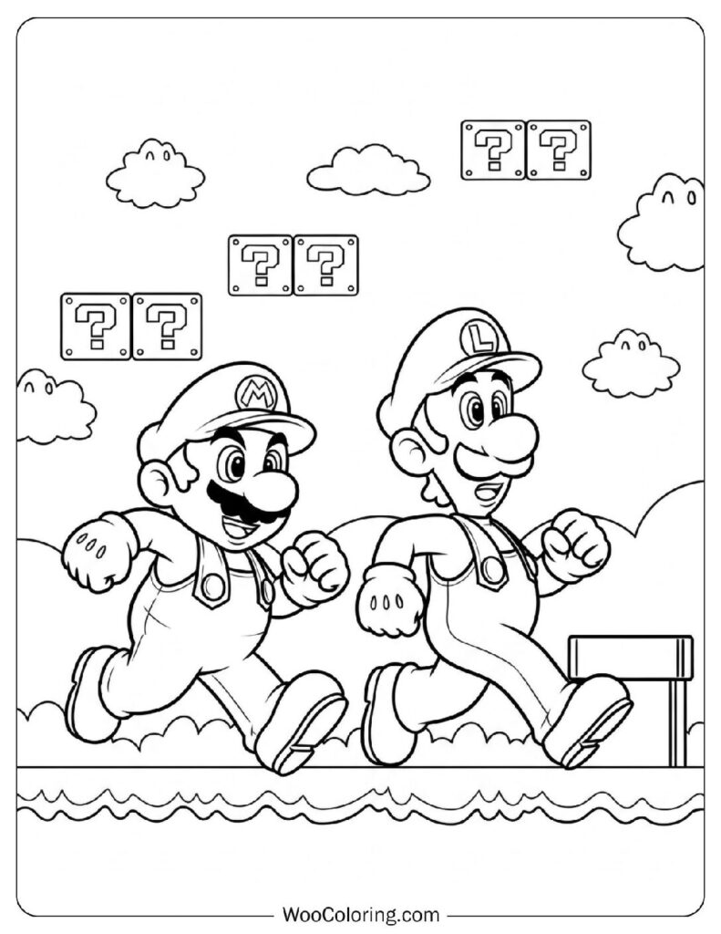 Mario Running Through a Level alongside Luigi