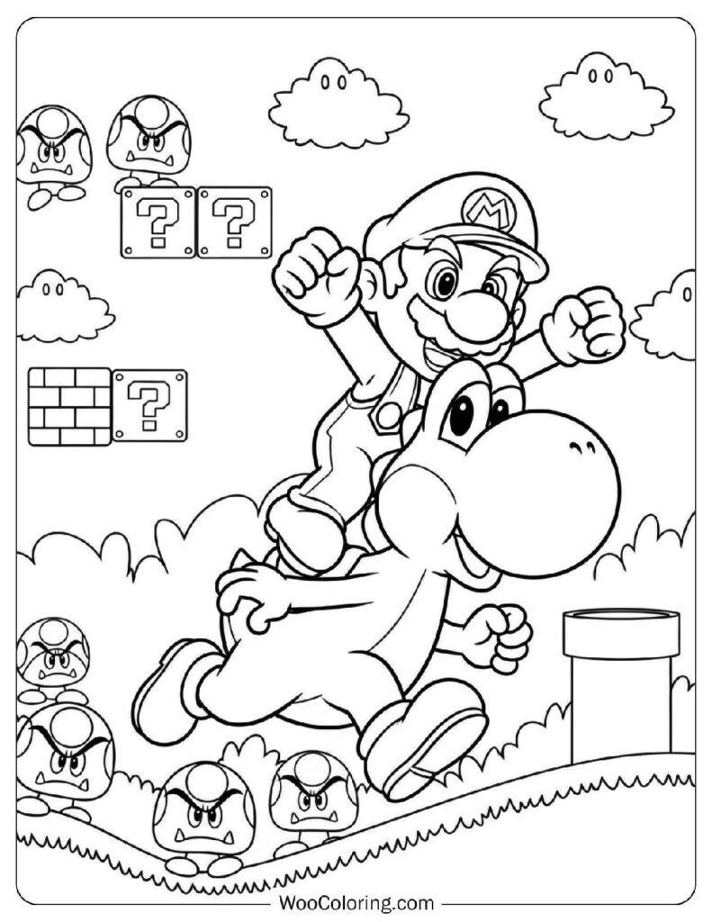 Mario Running Through a Level with Yoshi