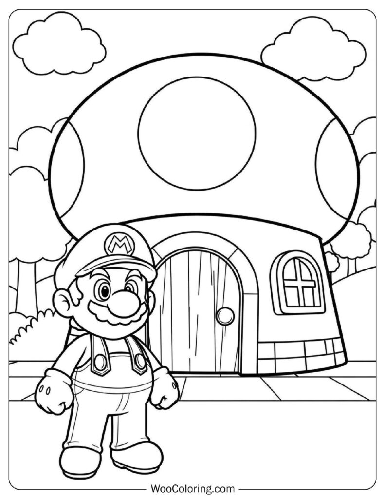 Mario Standing Inside a Toad House