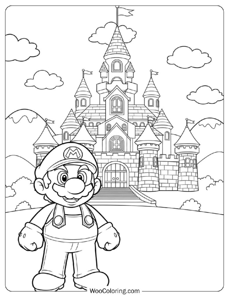 Mario Standing in Front of Peach Castle