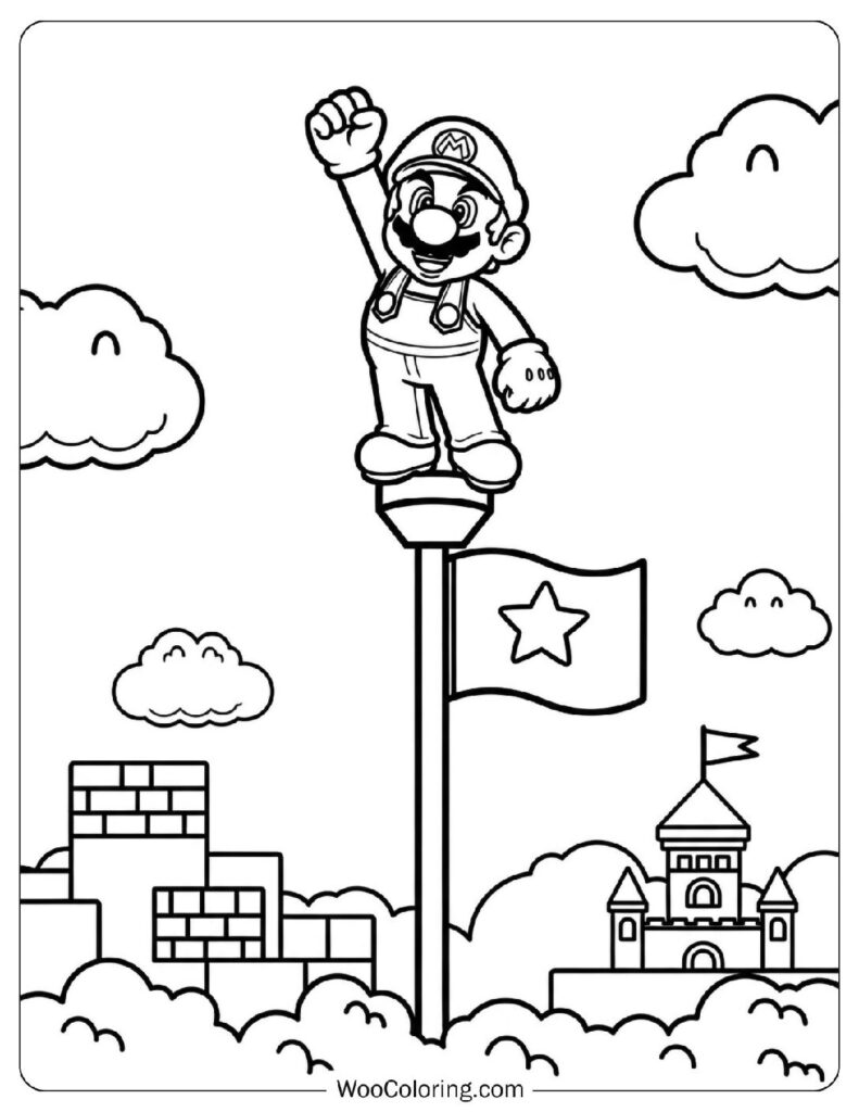 Mario Standing on the Flagpole Finish
