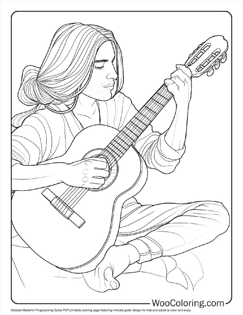 100  Guitar coloring pages  Free PDF To Print  - 50