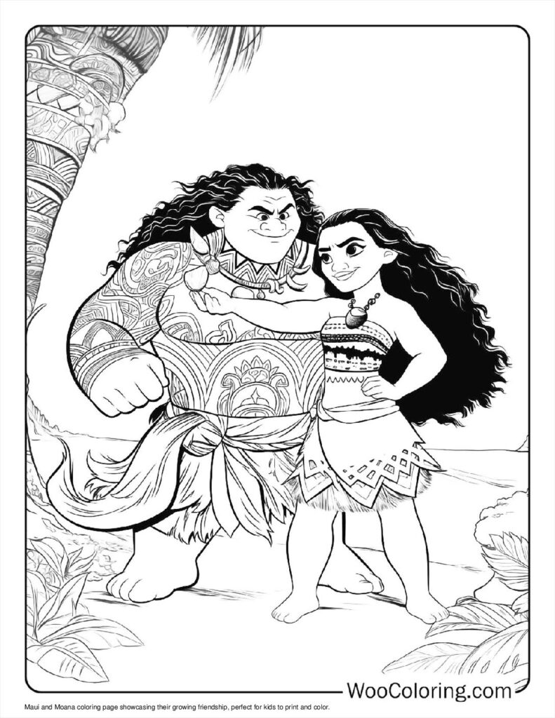 Maui and Moana's Growing Friendship To Color