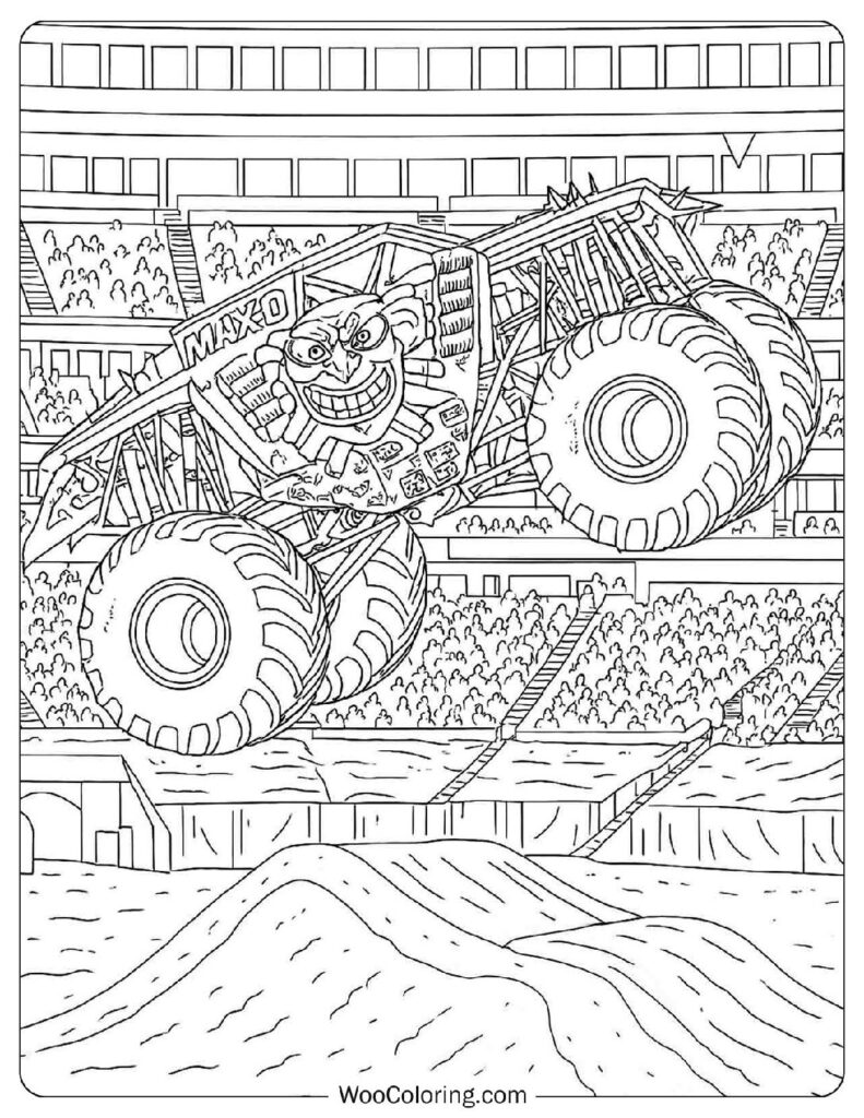 Max-D Monster Truck Jumping Picture To Color