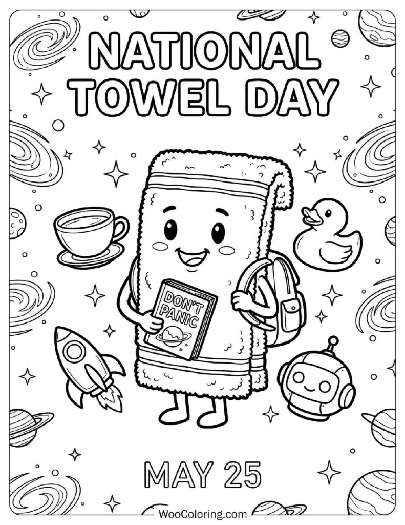May 25 – National Towel Day Coloring Page for Preschoolers