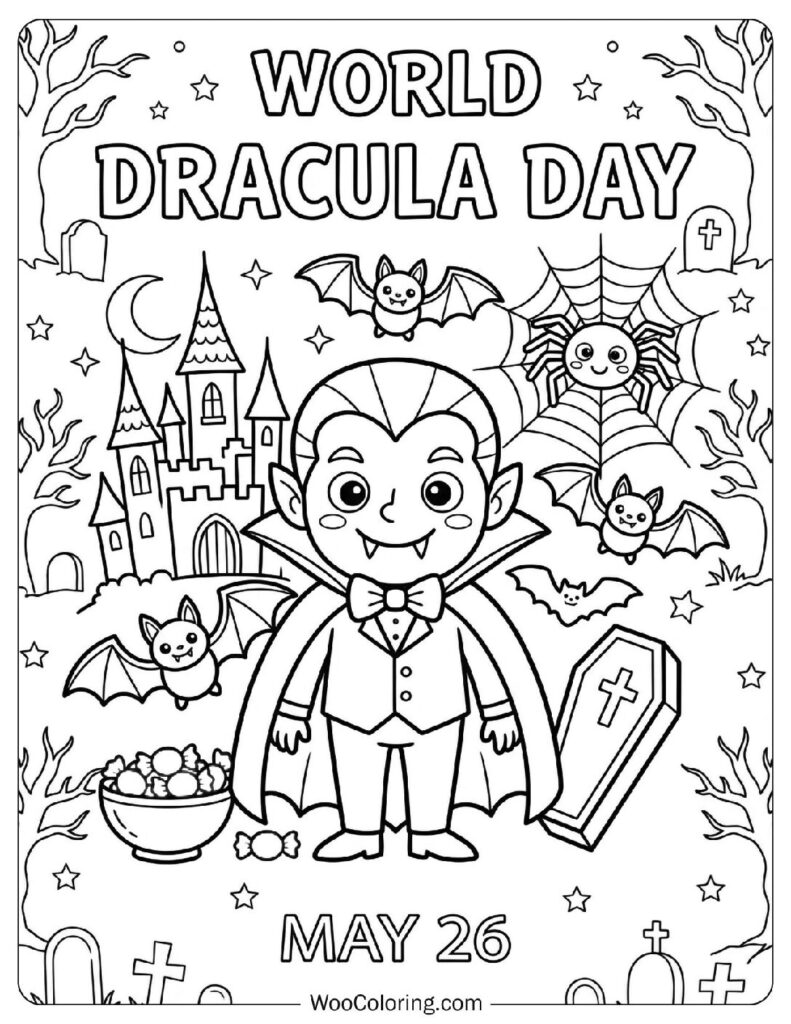 May 26 – World Dracula Day Coloring Sheet for Preschoolers
