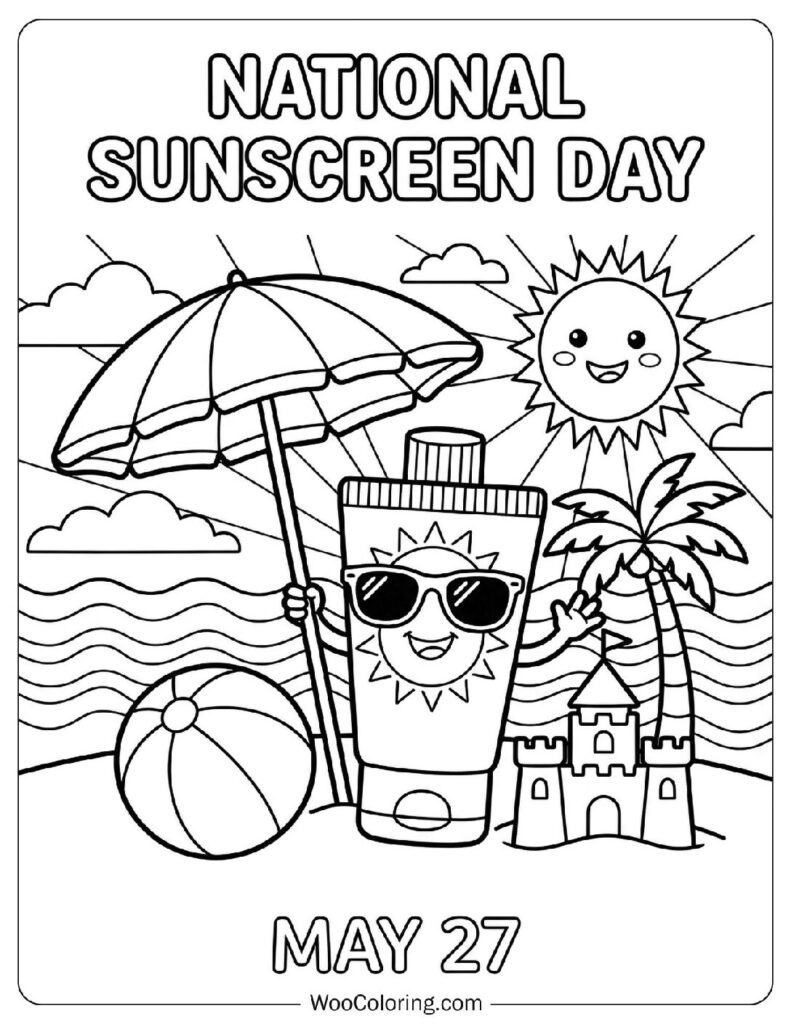 May 27 – National Sunscreen Day Picture to Color