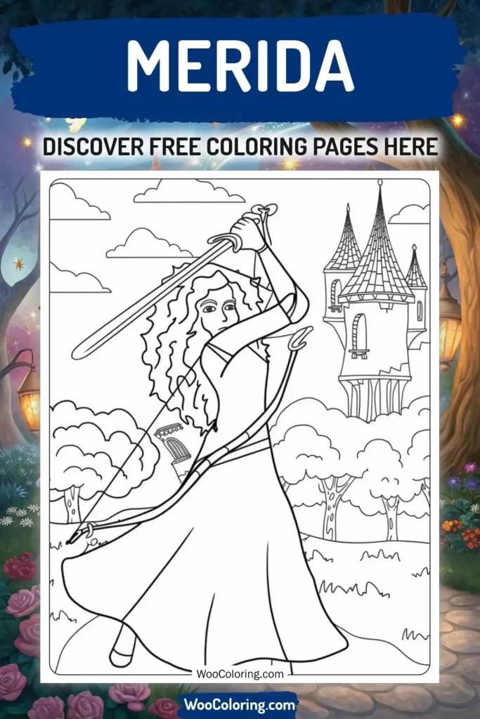 Merida coloring pages designs from Disney