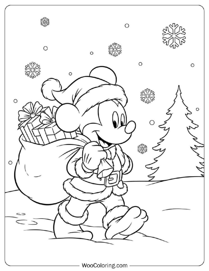 Merry Steps With Mickey Mouse Dressed as Santa