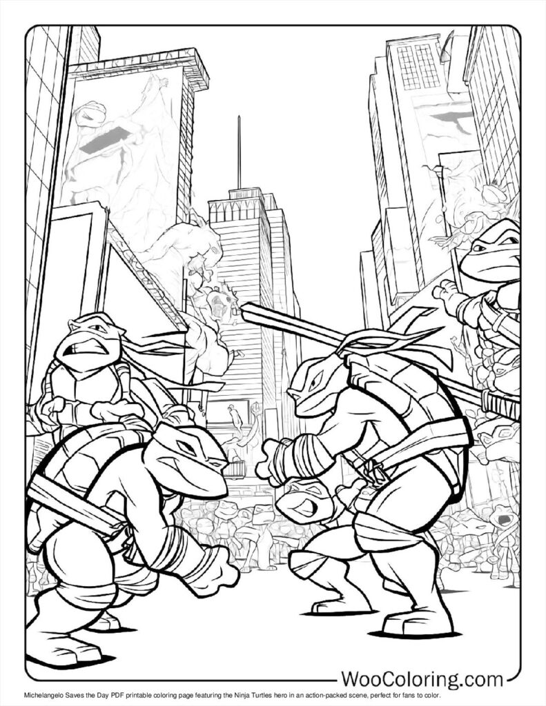Michelangelo Saves the Day Coloring Page