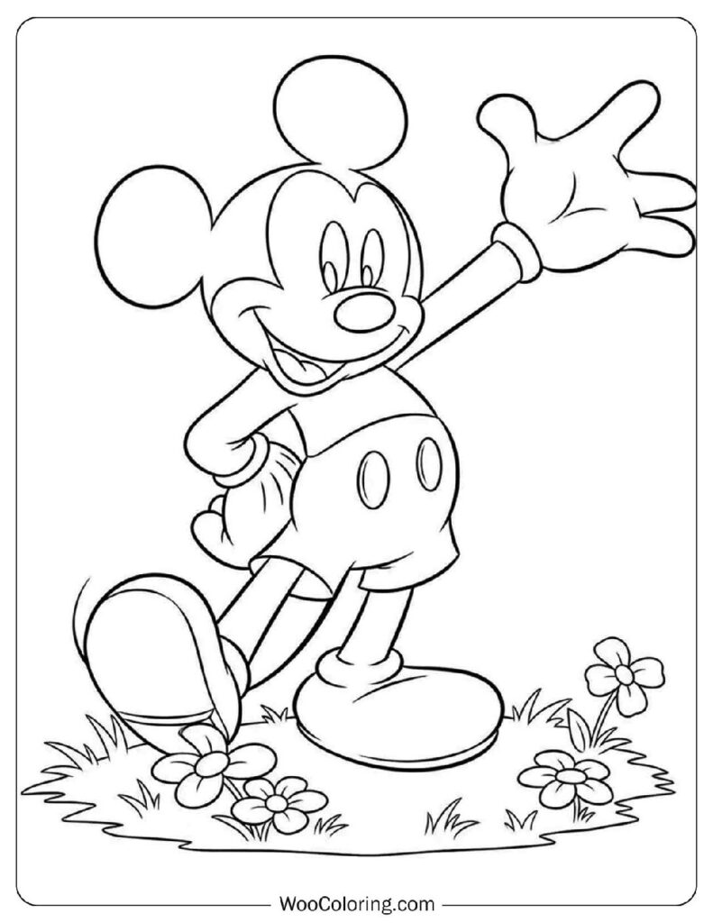 Mickey Mouse Simple Outline for Kids Coloring