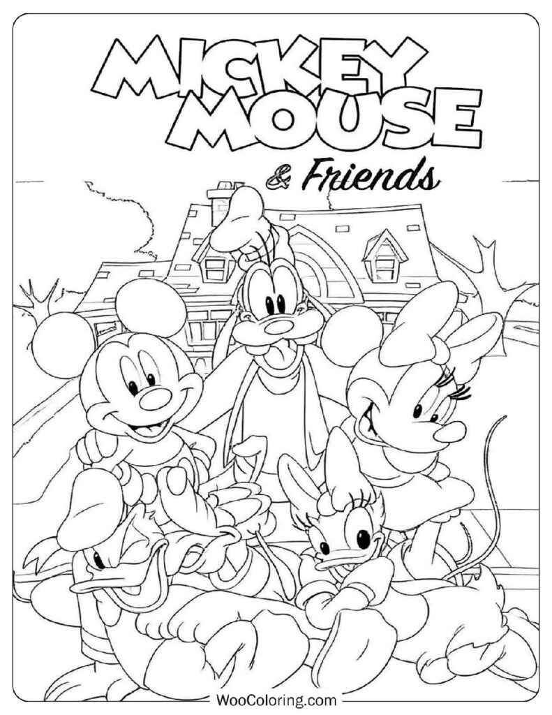 Mickey Mouse With Friends Coloring Page for Preschoolers