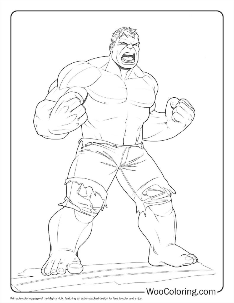 Mighty Hulk Coloring In For Kids