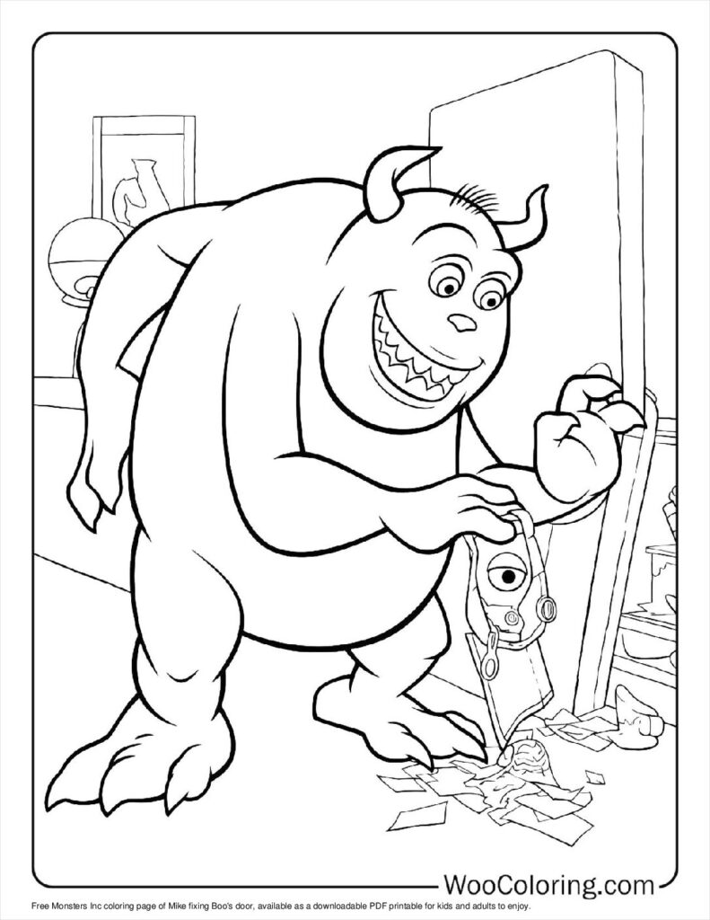 Mike fixes Boo’s door For Kids