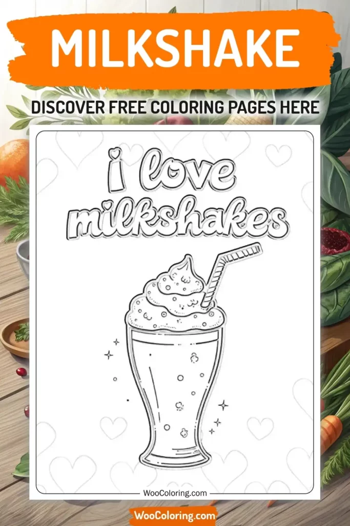 Milkshake coloring pages designs with food