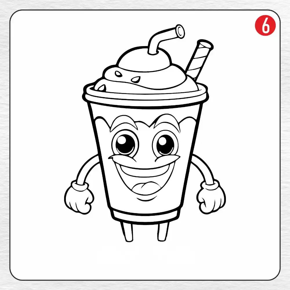 Milkshake coloring page drawing step 6