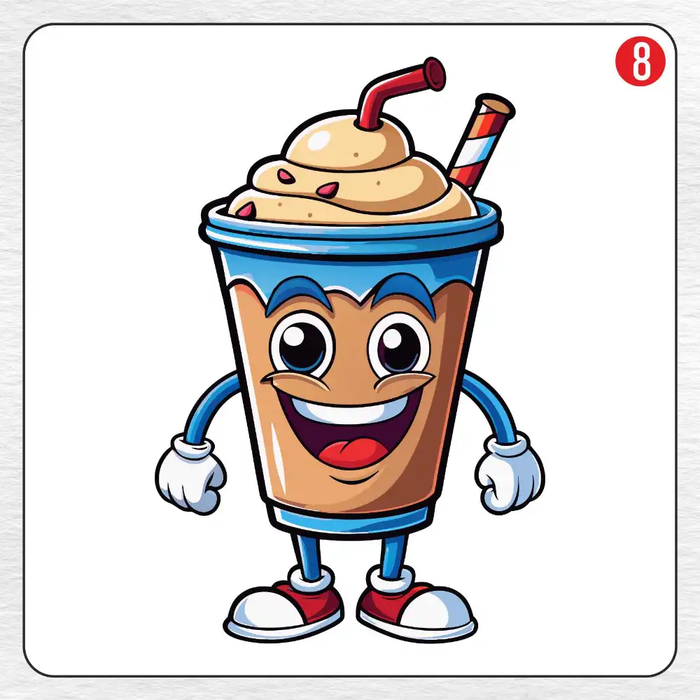Milkshake coloring page drawing step 8