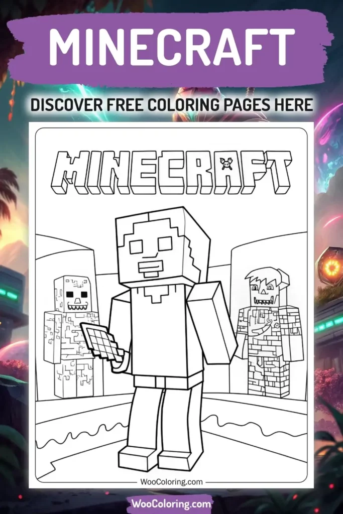Minecraft coloring pages designs from video game