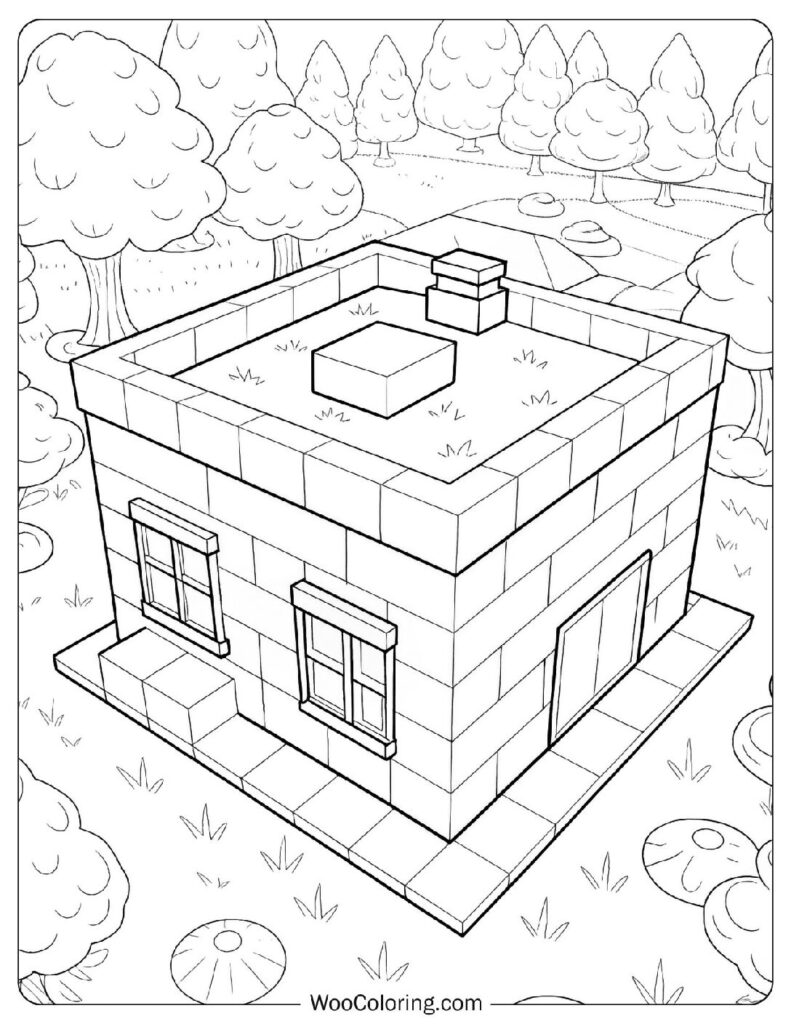Detailed Coloring Page Of Minecraft Alex House