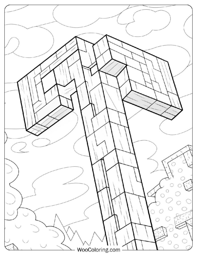 Minecraft Ax Coloring Page