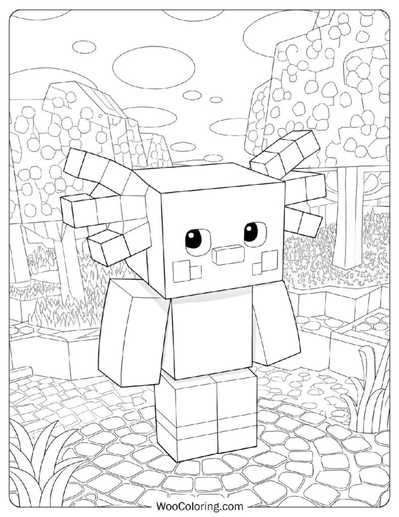 Coloring Page Of Minecraft Axolotl