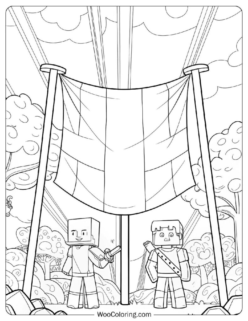 Coloring Sheet Of Minecraft Banner