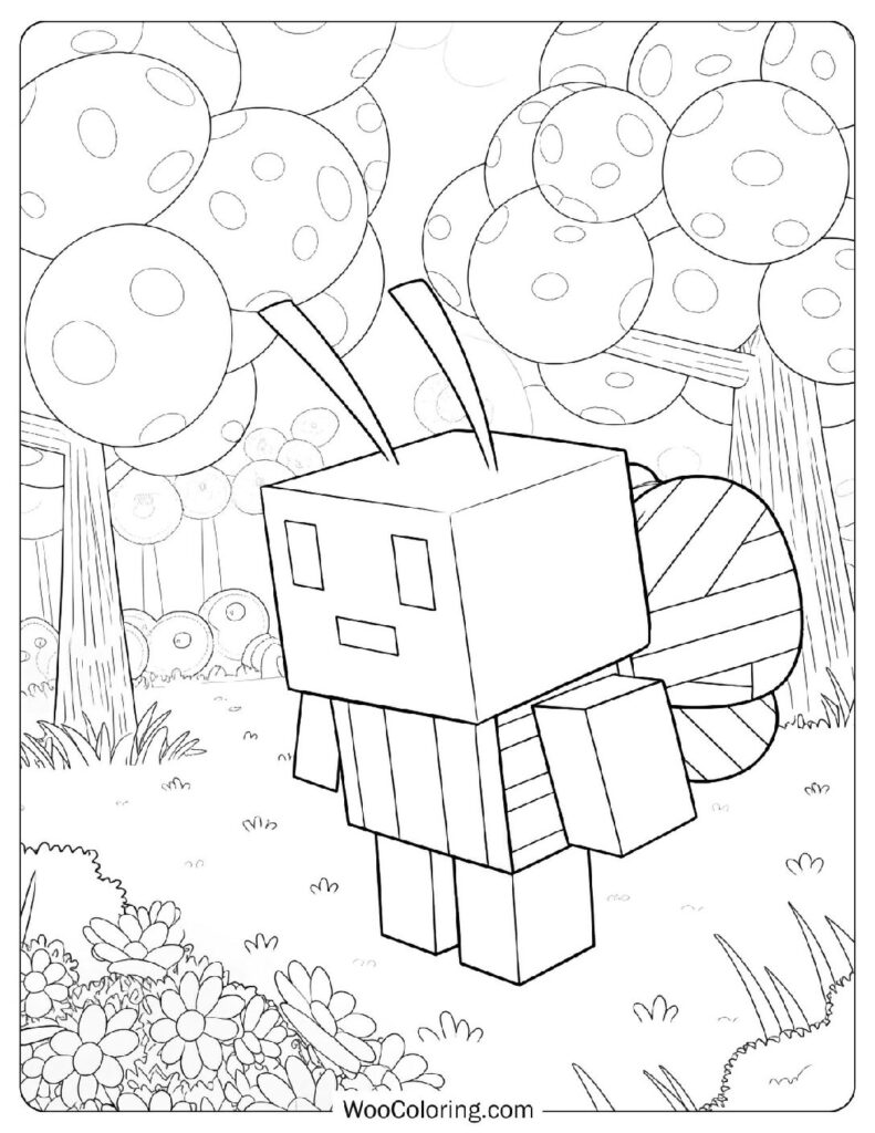 Minecraft Bee Coloring Sheet