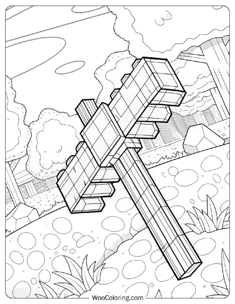 Coloring Sheet Of Minecraft Bow