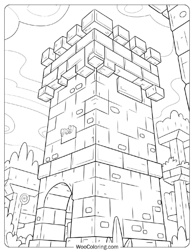Detailed Coloring Page Of Minecraft Cave