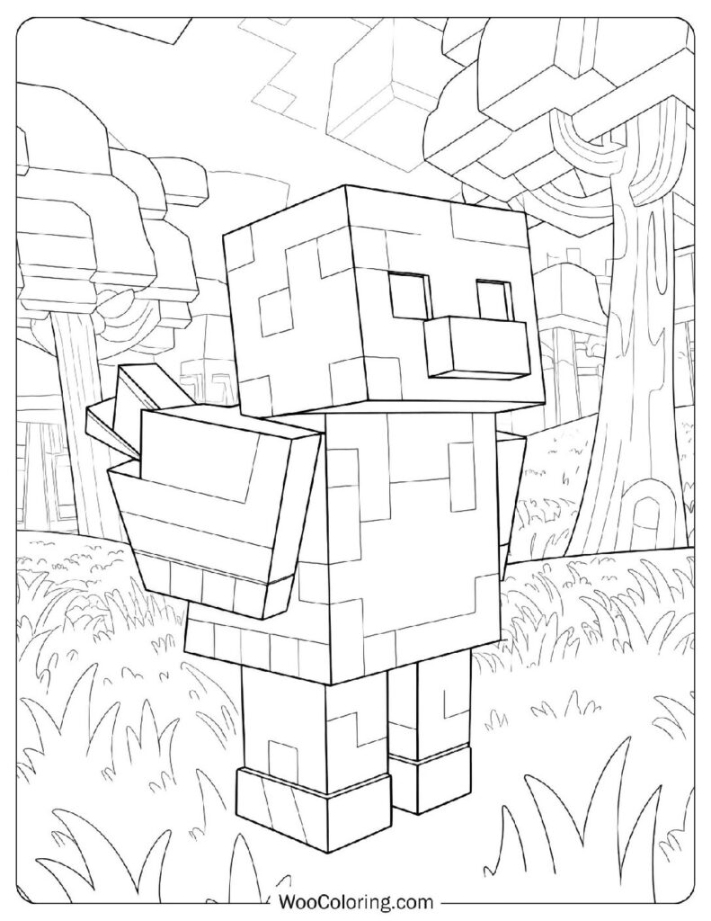 Minecraft Chicken Coloring Sheet For Kids