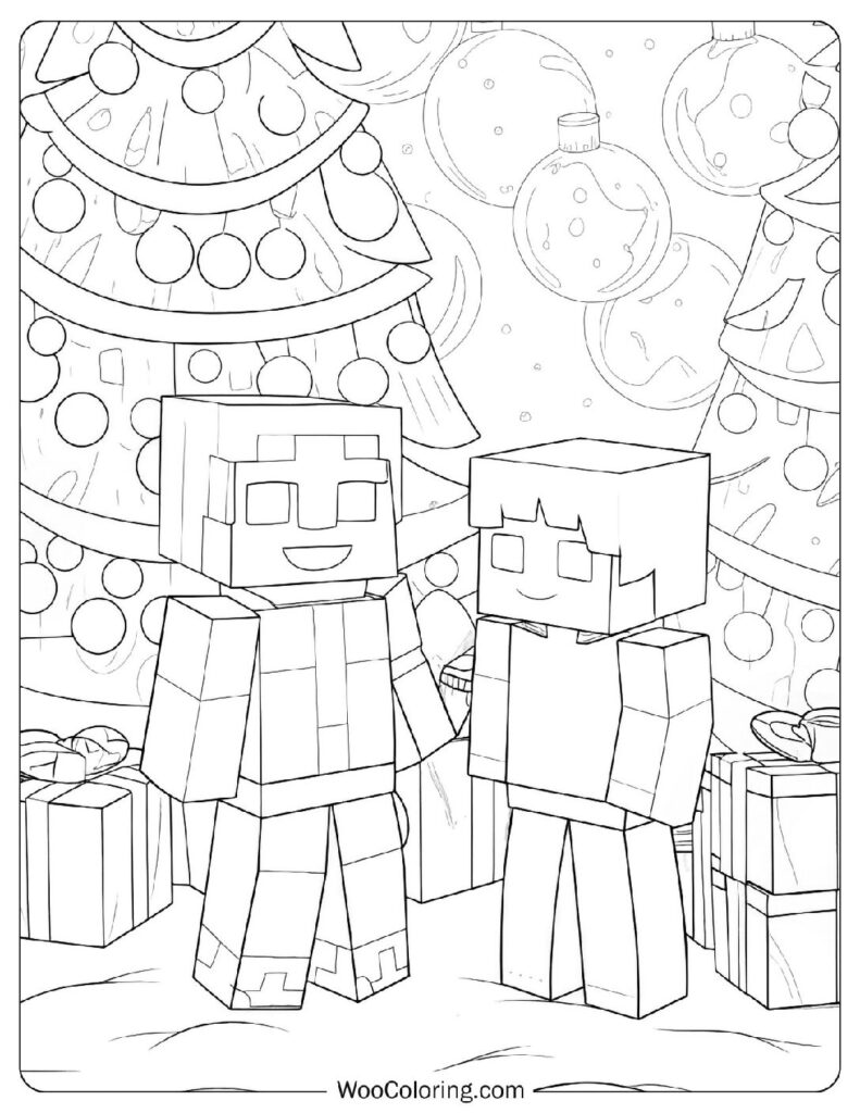 Minecraft Christmas Picture To Color