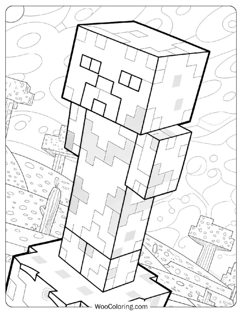 Minecraft Creeper Coloring Page For Kids