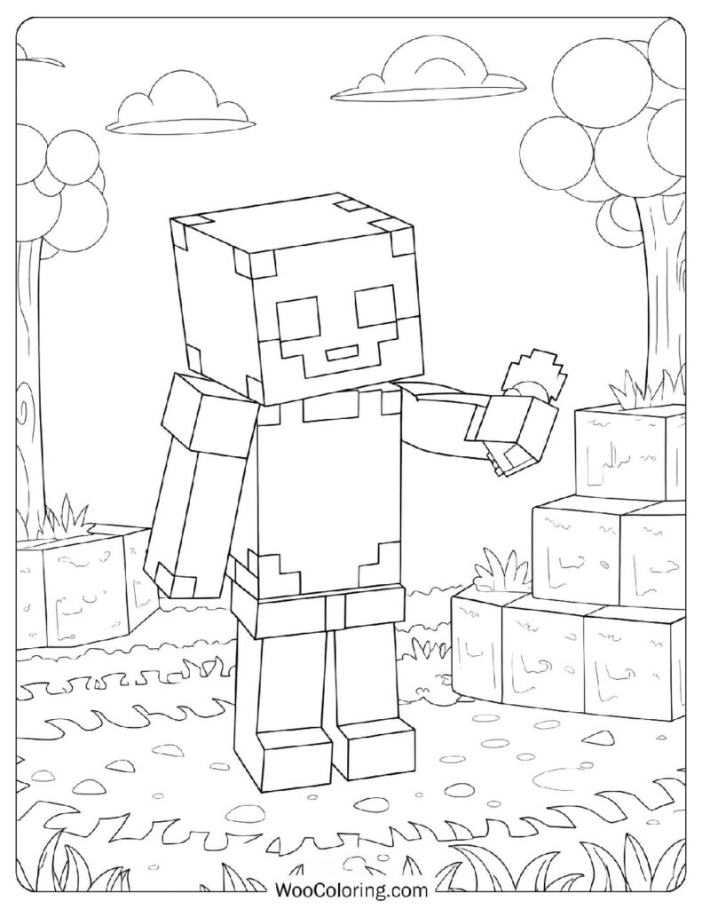 Minecraft Creeper TNT Coloring Sheet For Preschoolers