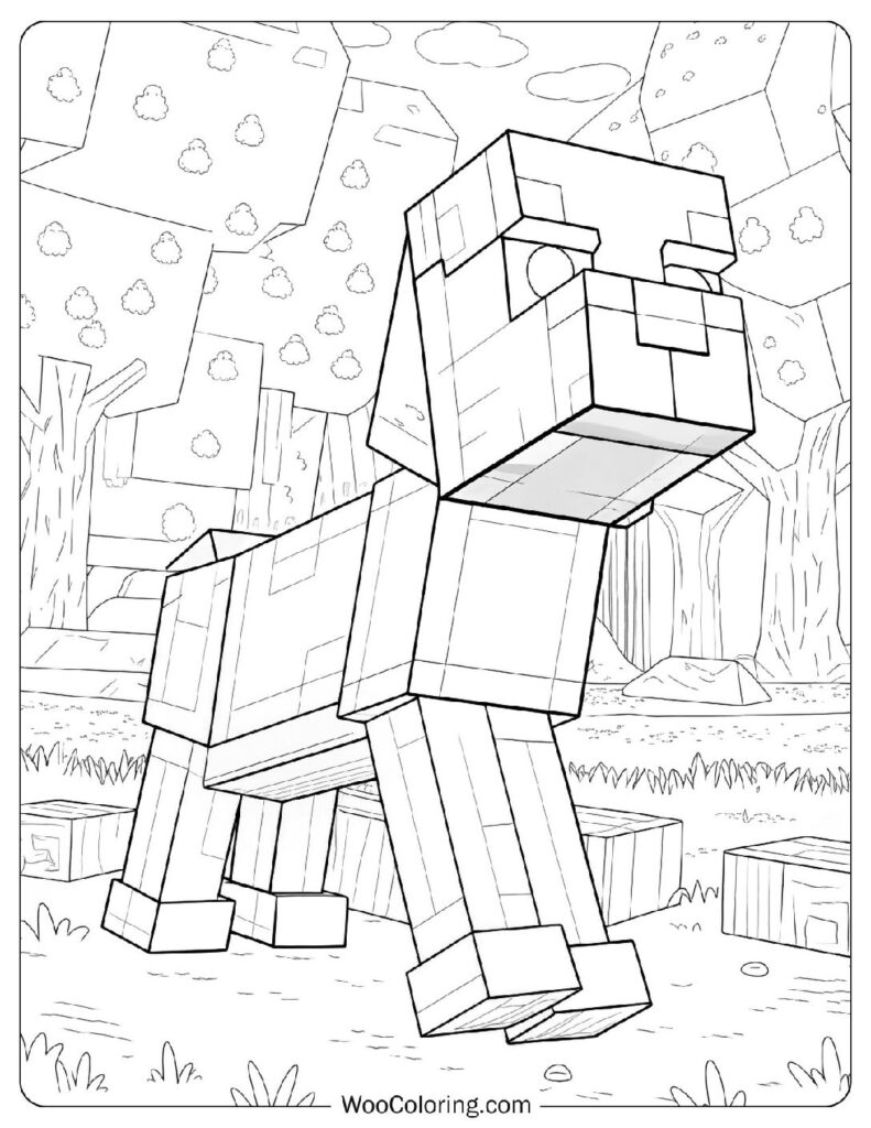 Easy Coloring Page Of Minecraft Dog
