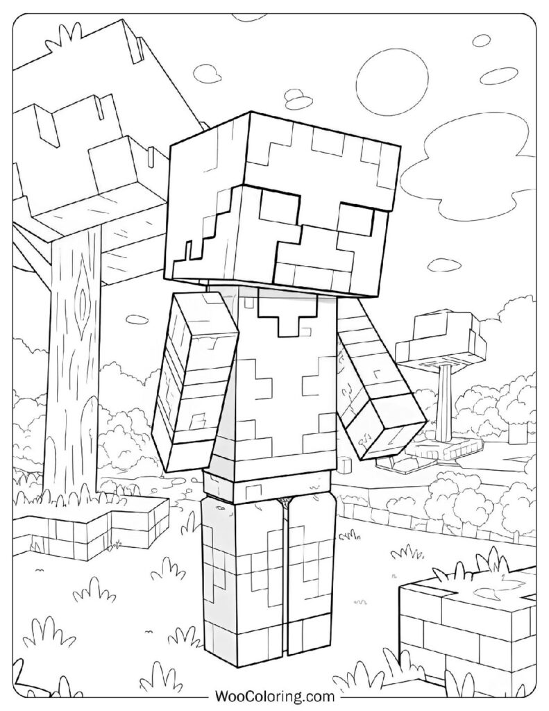 Coloring Page Of Minecraft Emerald