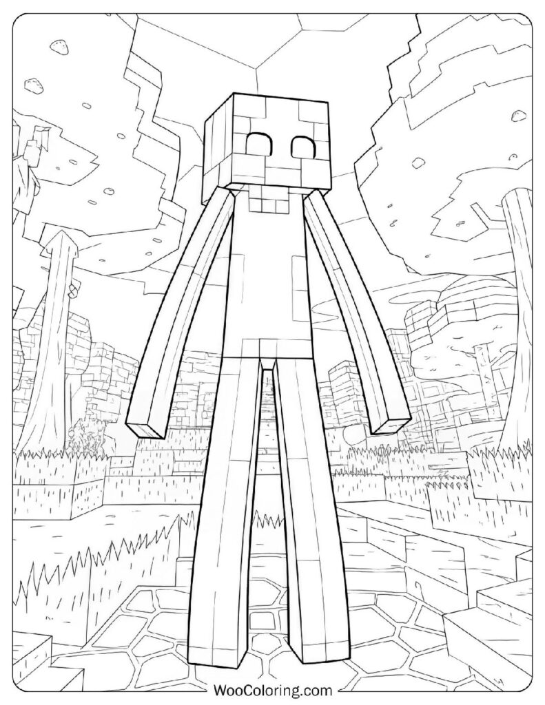 Easy Coloring Page Of Minecraft Enderman