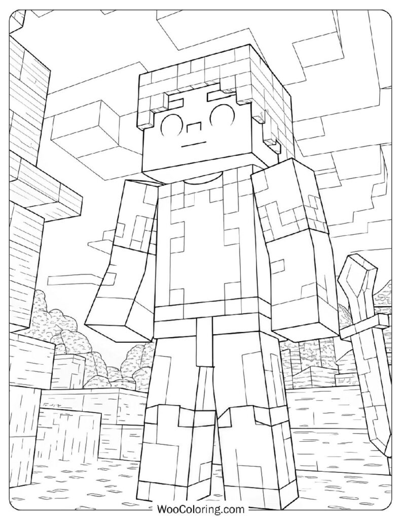 Detailed Coloring Page Of Minecraft Herobrine