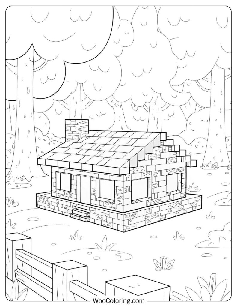 Coloring Page Of Minecraft House