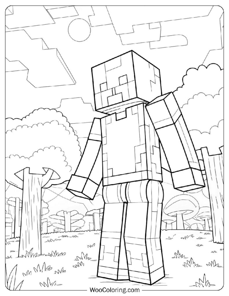 Minecraft Iron Golem Coloring Page For Preschoolers