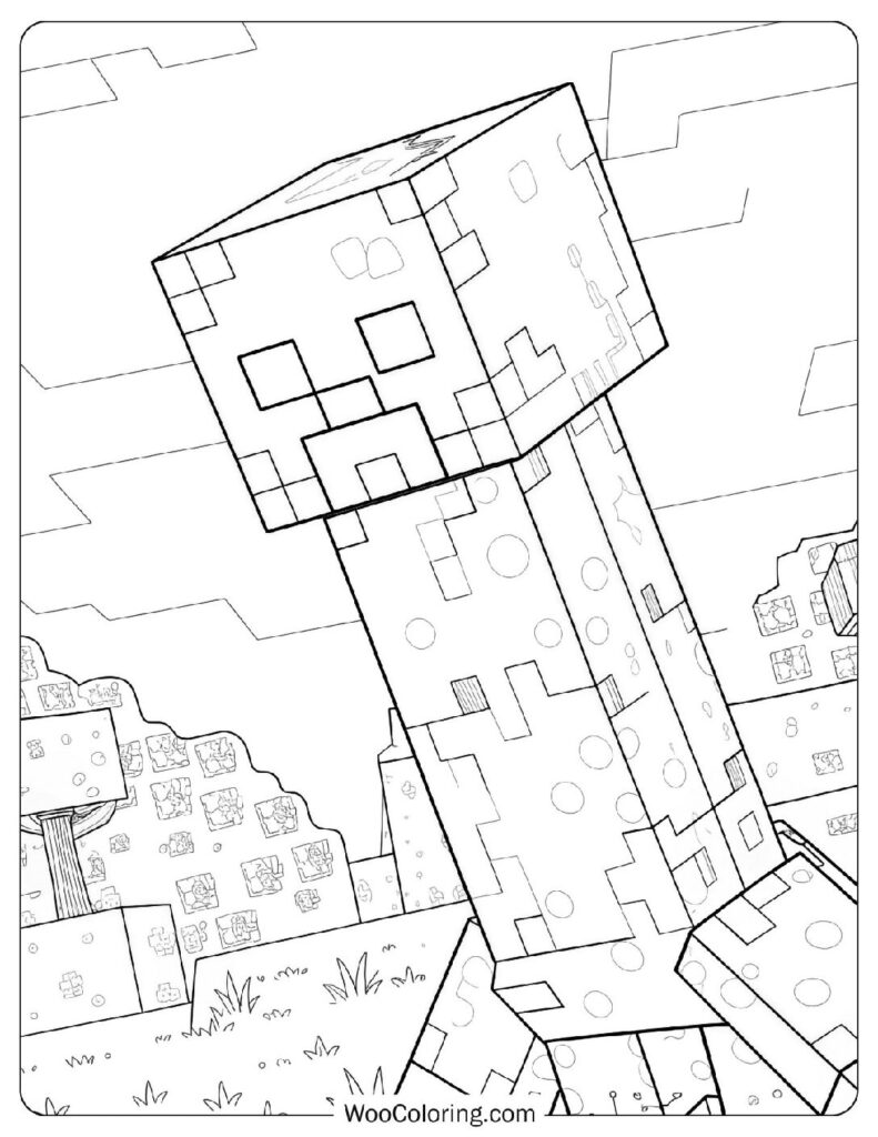 Minecraft Mutant Creeper Coloring Sheet For Preschoolers