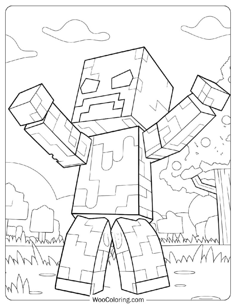 Coloring Page Of Minecraft Mutant Zombie