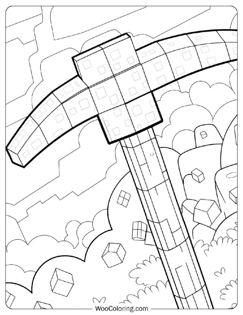 Minecraft Pickaxe Coloring Page