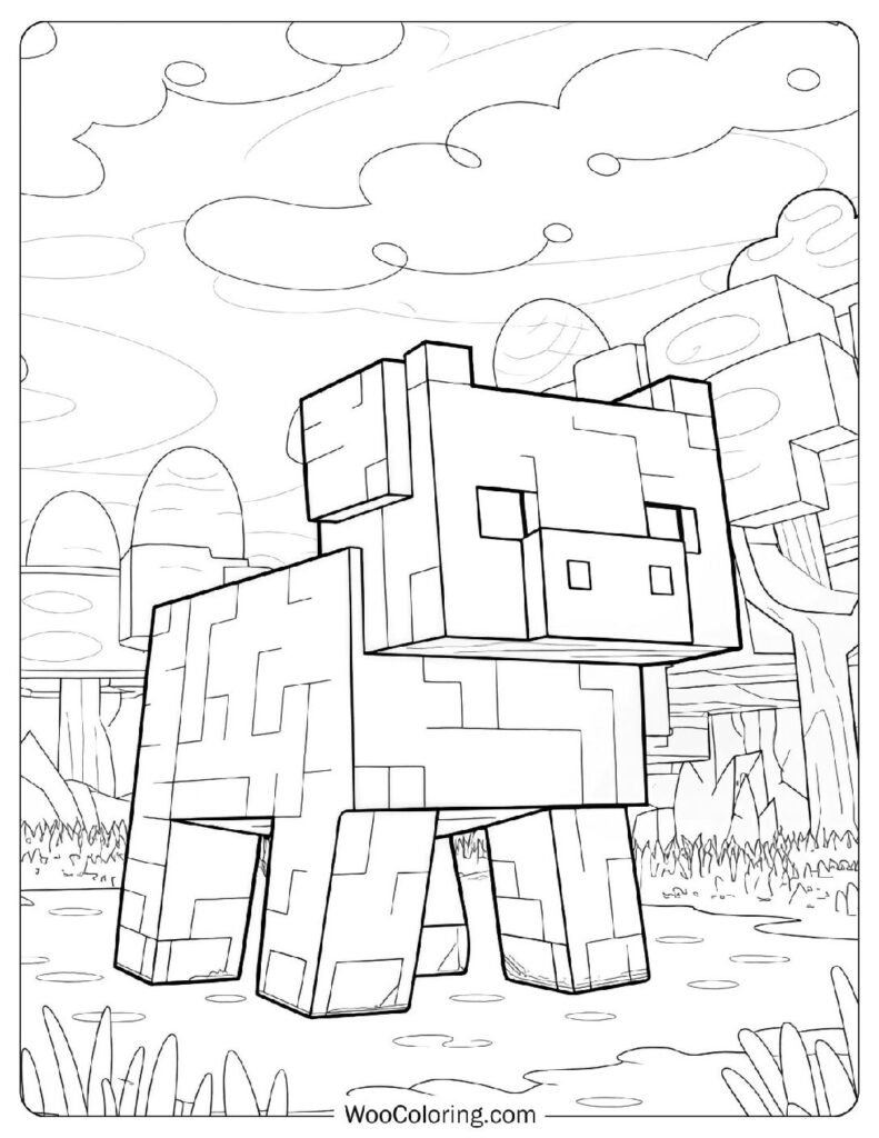 Easy Coloring Page Of Minecraft Pig