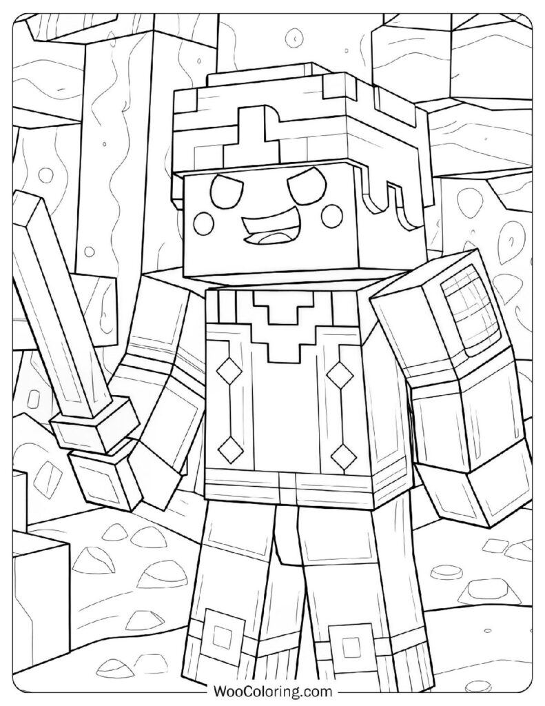 Minecraft Technoblade Coloring Page For Preschoolers